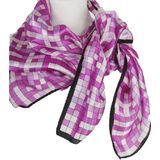 Vierkante zijden sjaal in roze-paarse blokjes print