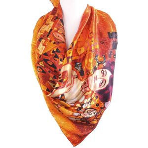 Vierkante sjaal met print van ''Portret van Adèle Bloch-Bauer I'' van Gustav Klimt