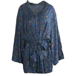 Zijde-blend kimono in kobaltblauw