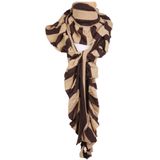 Bruin/ beige gestreepte tricot sjaal