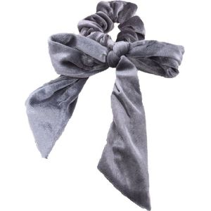 Velvet Scrunchie met strik in grijs