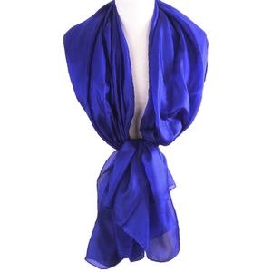 Zijden stola/sjaal in kobaltblauw