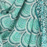 Katoenen pareo met ornament print in mintgroen