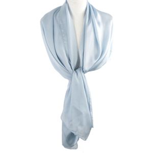 Lichtblauwe zijde-blend sjaal