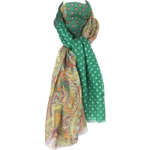 Groene sjaal met mix van printjes