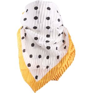 Vierkante plissé sjaal met polka dot in geel
