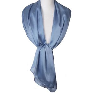 Blauw-grijze zijde-blend sjaal