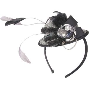 Haaraccessoire - glam-hoedje van grijs / zwart fluweel op diadeem