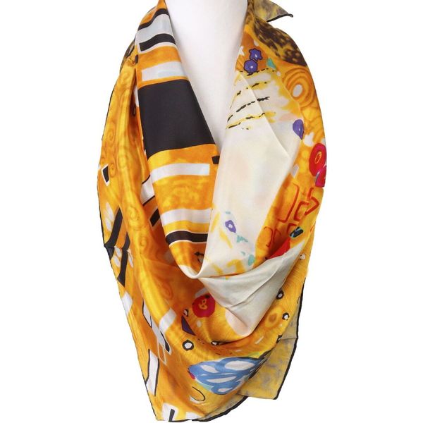 aquarel bloemen zijden wrap Accessoires Sjaals & omslagdoeken Sjaals lichtgewicht zijden sjaal voor moeder Lange zijden sjaal met oranje en fuchsia bloemen zilveren handgeschilderde zijden sjaal 