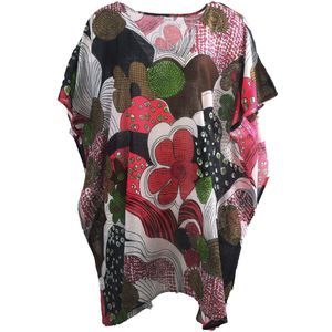 Katoenen kaftan met bloemenprint in hardroze