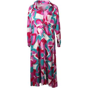 Maxi-jurk met grafische print in roze en zeegroen