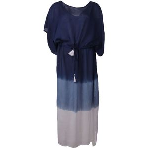 Lange kaftan in donkerblauw met kleurverloop