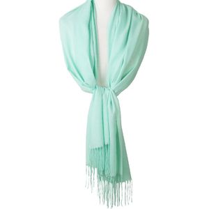 Kasjmier-blend pashmina sjaal in mintgroen