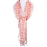 Licht zalm roze organza sjaal met goudkleurig lurex