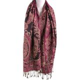 Pashmina sjaal in fuchsia met lurex geweven paisley