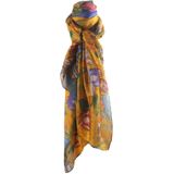 Zijden sjaal/stola met afbeelding van "Lady with Fan'' van Gustav Klimt