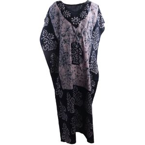 Katoenen batik kaftan in donkerblauw met wit