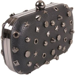 Zwart kunstlederen clutch met studs