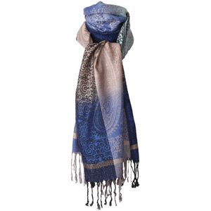 Pashmina sjaal met kleurverloop in mintgroen en kobalt