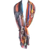 Soepelvallende sjaal met multicolor riemen print