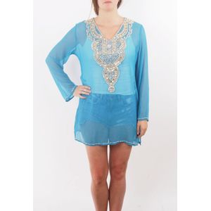 soepelvallende voile kaftan in turquoise