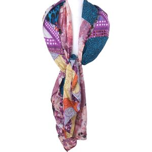 Chiffon zijden patchwork sjaal/stola