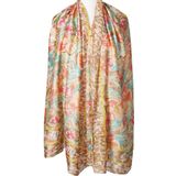 Zijde-blend sjaal in taupe met bloemenprint