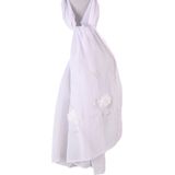 Witte crêpe voile sjaal met versiersel van lint en kralen