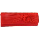 Rood satijnen fold-over party clutch
