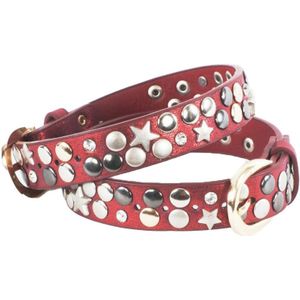 Rode laars riempjes met sterren studs en strass