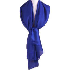 Kobaltblauwe zijde-blend sjaal