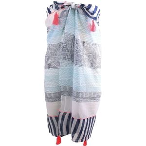 Katoenen sarong met diverse prints in donkerblauw