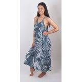 Strandjurk tie-dye print in grijs-blauw en wit