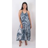 Strandjurk tie-dye print in grijs-blauw en wit