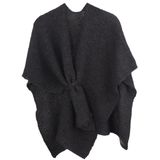 Alpaca-blend omslagdoek in donkergrijs met lus