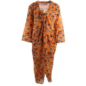 Katoenen oranje kimono met lurex