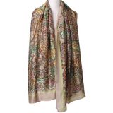 Zijde-blend sjaal in taupe met paisley print