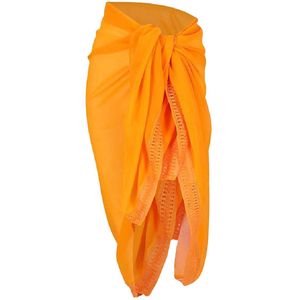 Voile sarong in warmgeel met gehaakt bandje