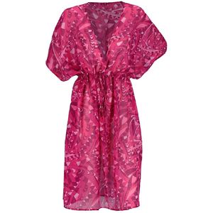 Kaftan met ornament print paars en roze