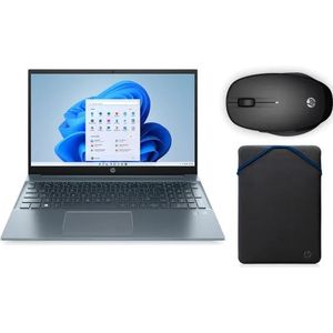 Bundel Pavilion Laptop 15-eh2013nb Fog Blue + Dual Mode muis 300 + zwart/blauwe sleeve