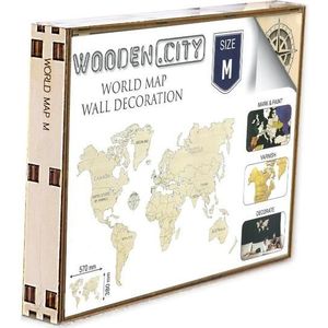 Wereld kaart in hout M