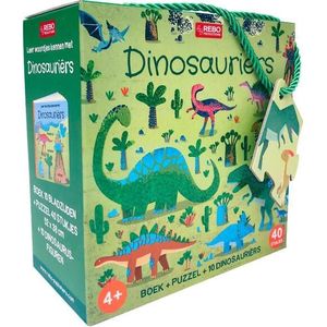 Puzzel met 40 stukjes en 10 dinosaurusfiguren (Dinosauriers Thema)
