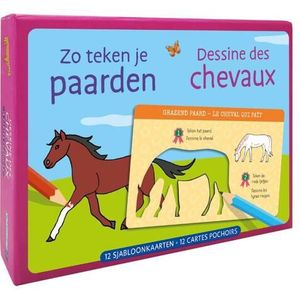 Zo teken je paarden - 12 sjabloonkaarten / Dessine des chevaux – 12 cartes pochoirs