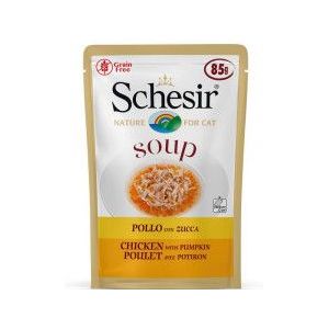 Schesir Cat Soup kip met pompoen natvoer kat (zakjes 85 g)