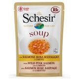 Schesir Cat Soup met wilde roze zalm en wortel natvoer kat (zakjes 85 gram)