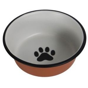 RVS eetbak terracottalook voor hond en kat