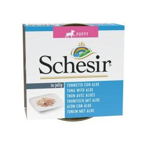 Schesir Puppy tonijn met aloë (jelly) natvoer hond (blikjes 150 g)