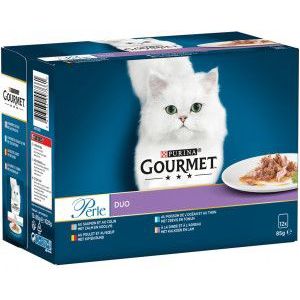 Gourmet Perle Land en Zee Duo vis en vleescombinaties natvoer kat (85g)