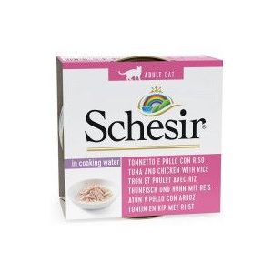 Schesir Natural Style tonijn, kip met rijst natvoer kat (blikjes 85 g)