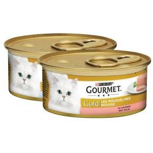 Gourmet Gold Mousse met zalm + tonijn combipack kattenvoer